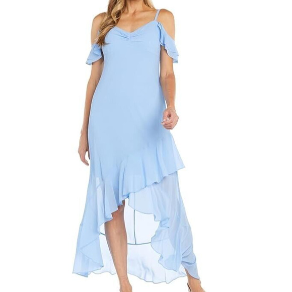 R&M Richards Hi-Lo Chiffon Dress Sweetheart Neckline Spaghetti Strap(Size 8) NWT - Picture 1 of 9